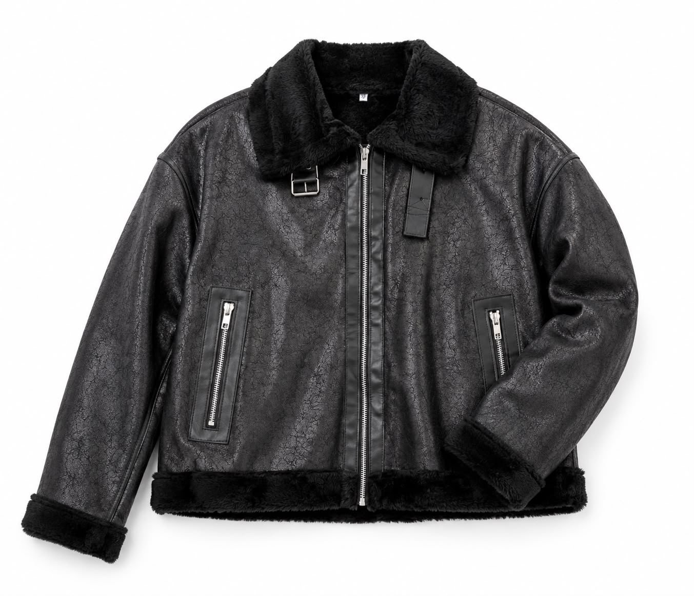 Campera de piel con forro de corderito, estilo aviador — modelo BARILOCHE de Leathersophy